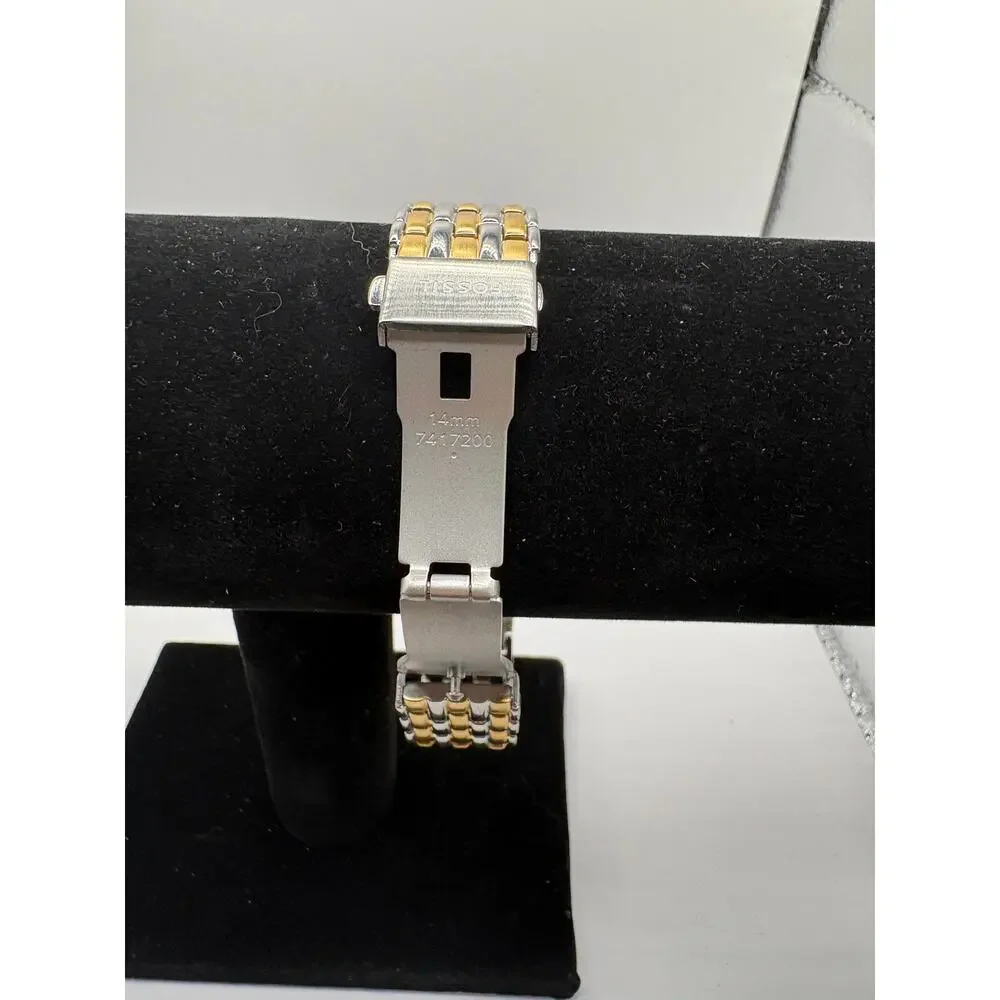 Fossil Es5305 Women's Two Tone Rectangular Crystal Watch New With Tags